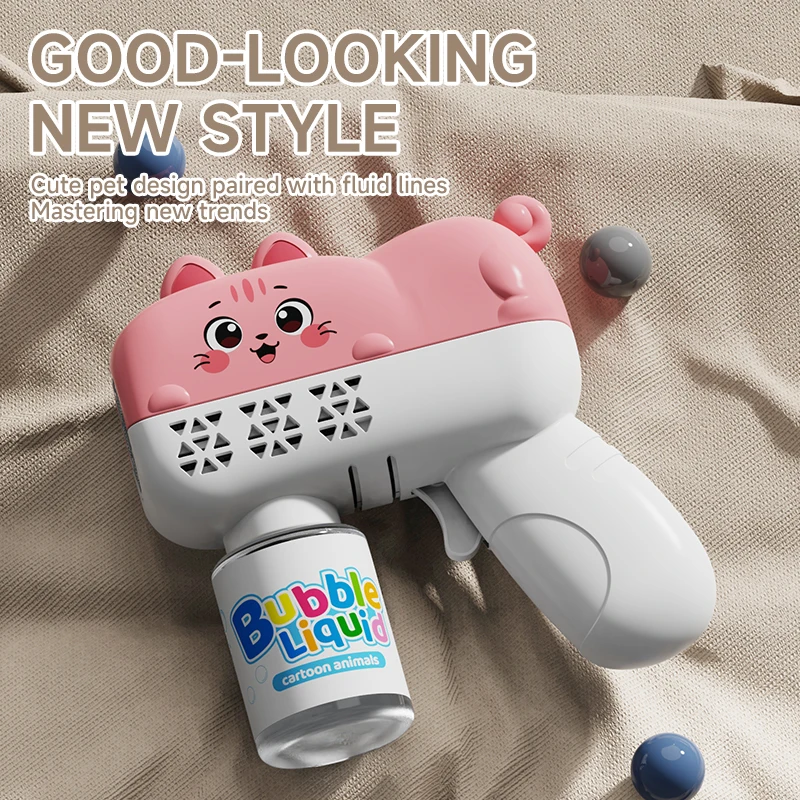 Cartoon Animal Light Up Auto Bubble Blaster 360 Leakproof Gear Kit For Summer Outdoor Lawn Festival Crocodile Tiger Cat Styles