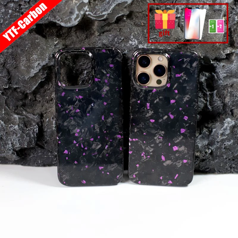 

YTF carbon fiber phone case, suitable for iPhone 16 Pro max protective case, 14 pro durable gold foil 15 Pro phone case