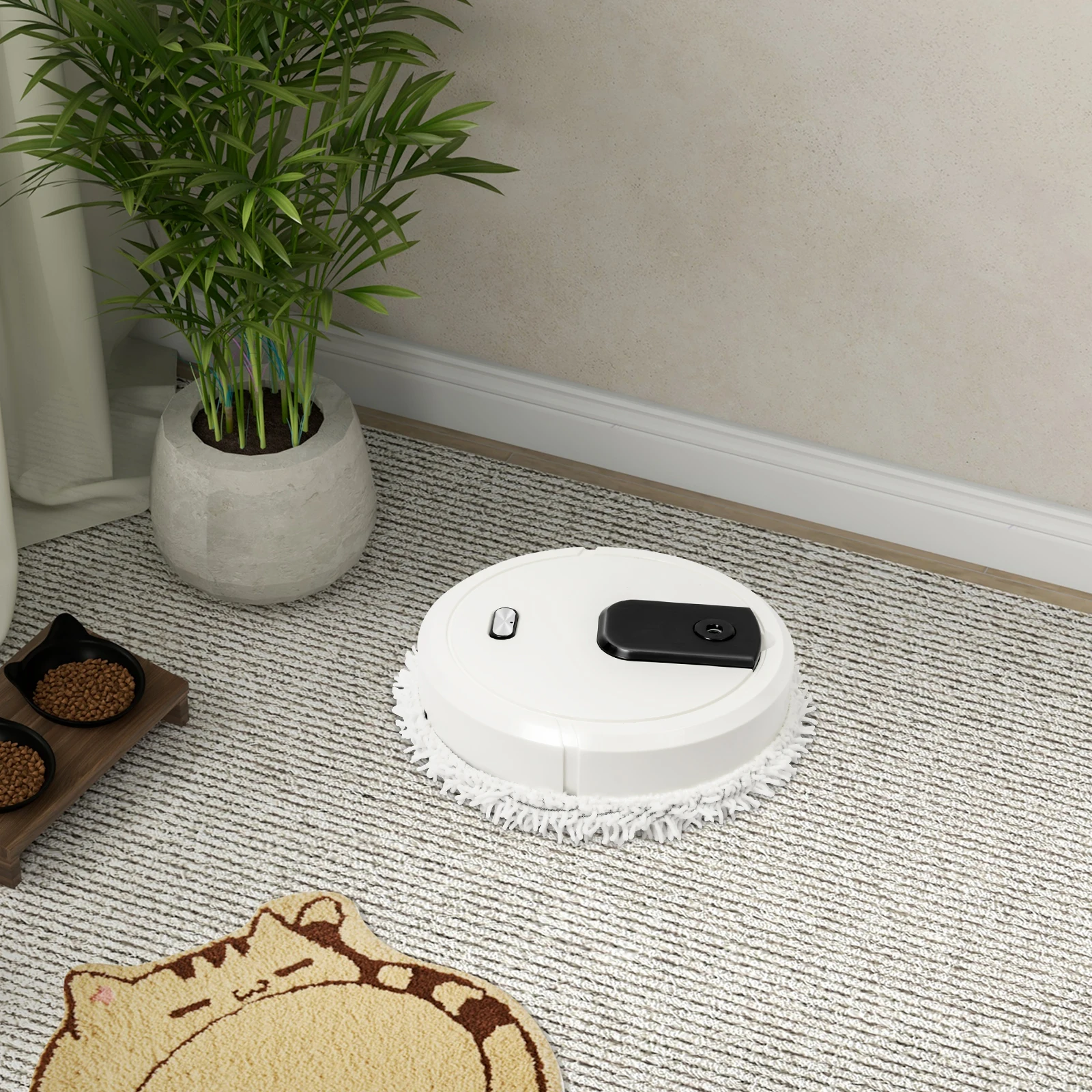 

5W White Automatic Mopping Machine, Wet and Dry Available Dual-purpose Mopping Machine, for Cleaning Dust, Stains, Pet Hair,etc