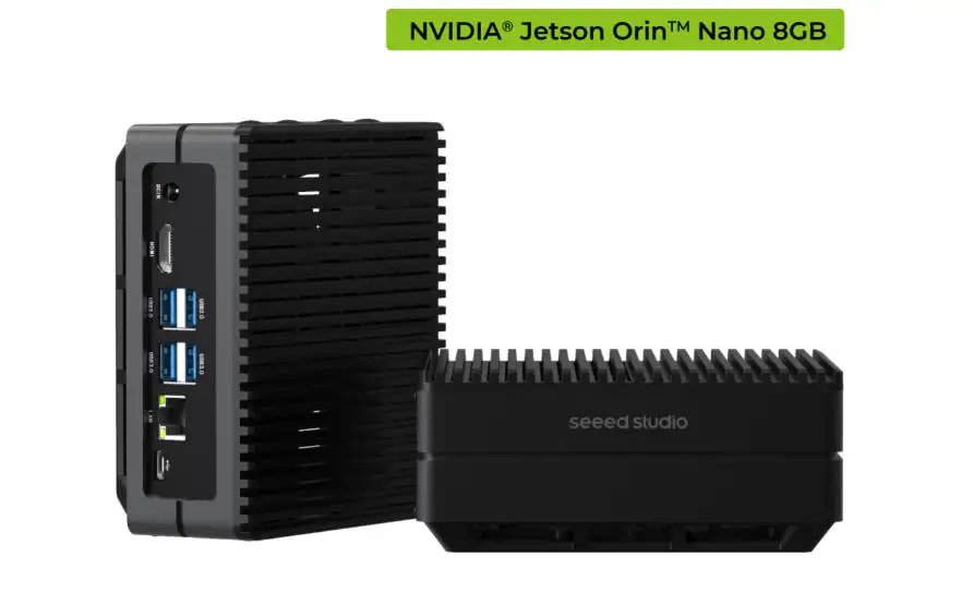 reComputer J3011-Edge AI Device with NVIDIA Jetson Orin™ Nano 8GB module, 4xUSB 3.2, WiFi/BT, M.2 Key E & Key M Slot, Aluminum c