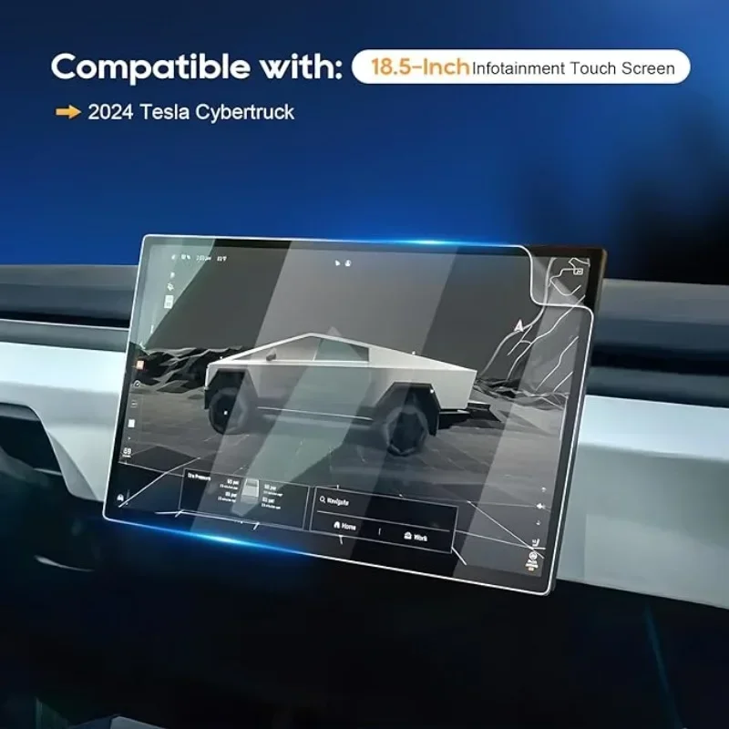 2 قطعة واقي للشاشة PET لـ Tesla Cybertruck 2024 18.5 بوصة + 9.4 بوصة البلاستيك الملاحة شاشة تعمل باللمس واقي الفيلم