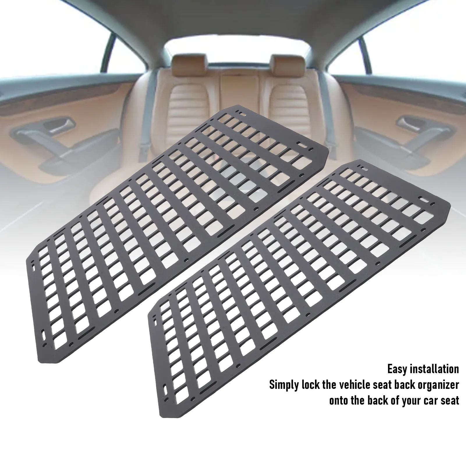 Car Seat Back Organizer Molle Panels Gear Holder Seat Back Mount Rack Modular Storage Plate Universal for SUVs Trucks Pickups