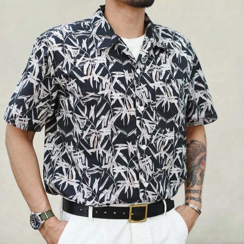 Sauce Zhan Aloha Shirt Hawaiian Shirt Men Summer Short Sleeve Cusual Shirt Sunshine Beach Stree Leaf Print