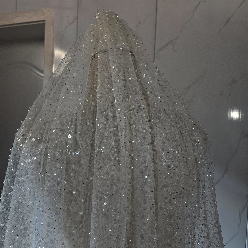 Luminous sequin diamond veil 2025 new bridal veil church short luxury wedding accessories with hair comb image 5