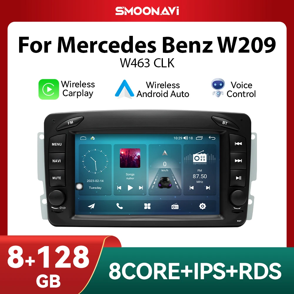 Android 12 Wireless Carplay 128G Car Mutimedia Player For Mercedes/Benz/W209/W168/M/ML/W208/W463/Viano/W639/Vito/Vaneo DSP Radio