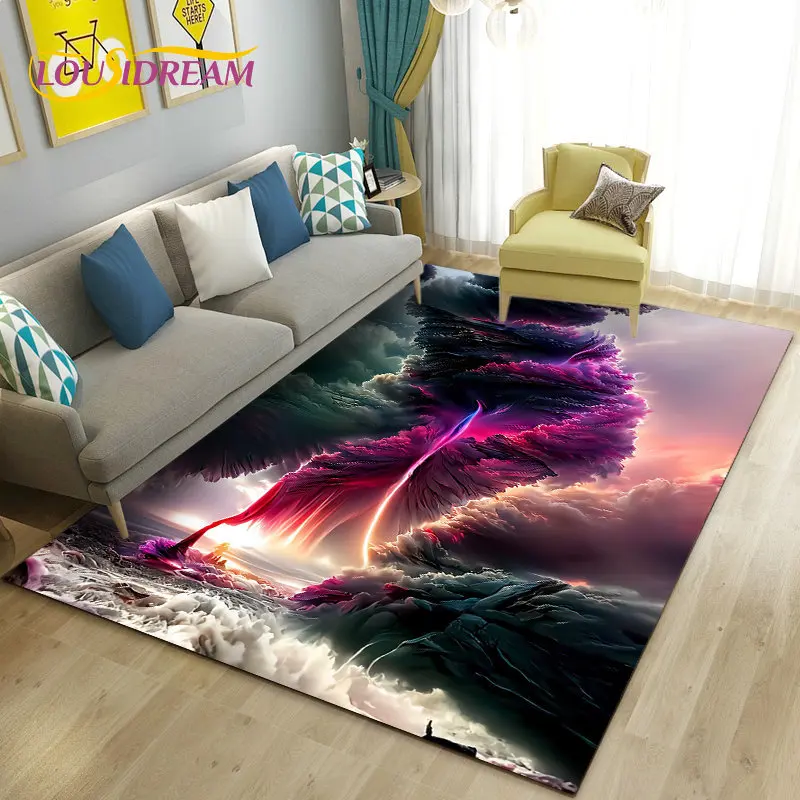 3D Dream Natural Tornado Cloud Area Rug,Carpet Rug for Living Bedroom Sofa Doormat Decoration,Children Play Non-slip Floor Mat