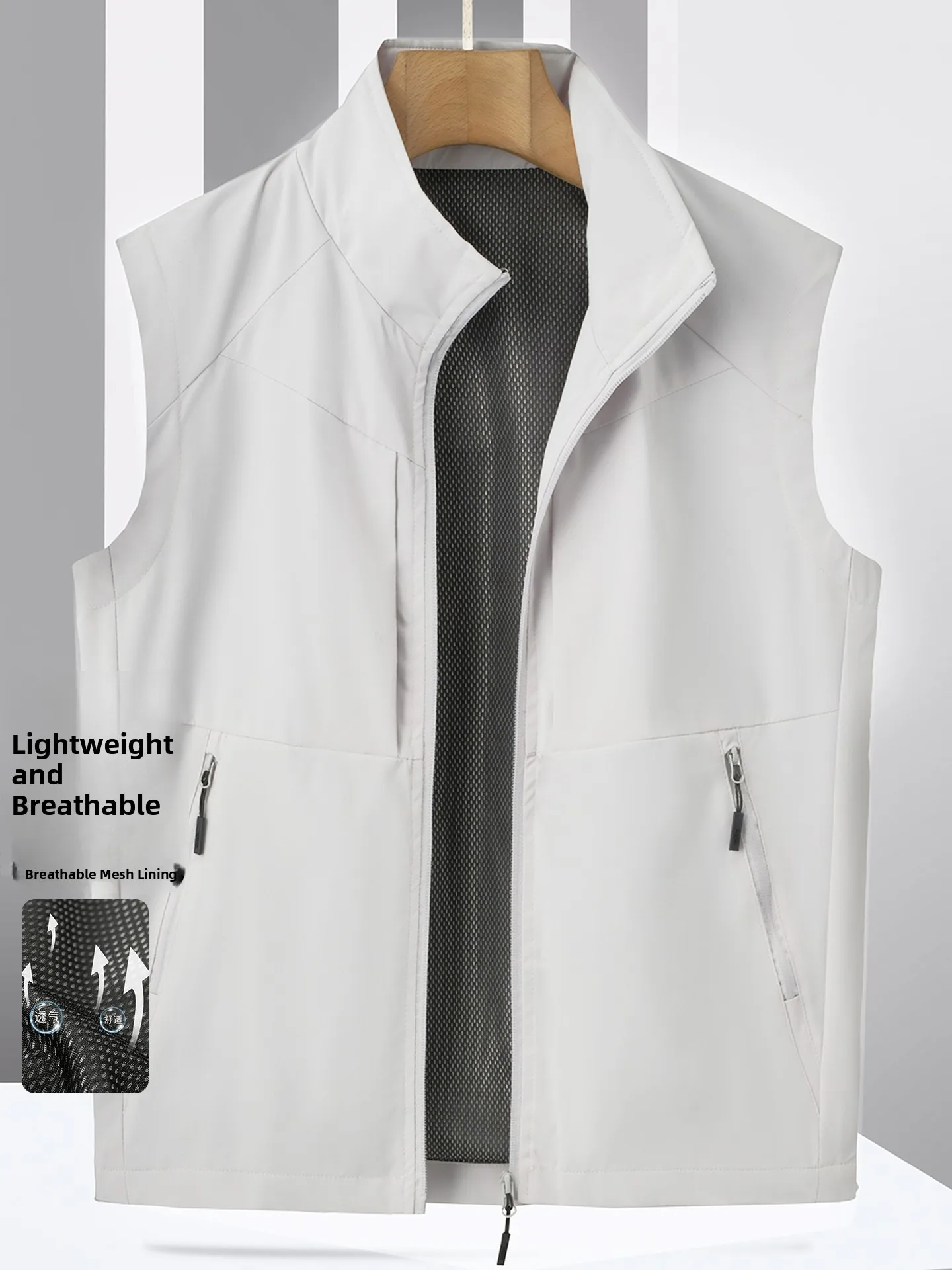 pierre-cardin-printemps-2026-–-gilet-court-decontracte-pour-homme-col-montant-pour-la-peche-en-exterieur-vetement-d'exterieur-polyvalent-et-tendance-en-polyester