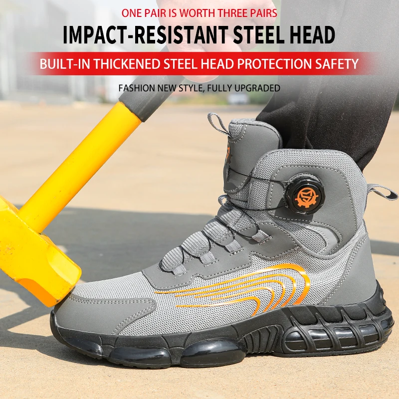 

Модные повседневные высокие кроссовки 2026 года, с поворотной застежкой, унисекс, защитная обувь, рабочая обувь, спецобувь, обувь для защиты труда, антистатическая.