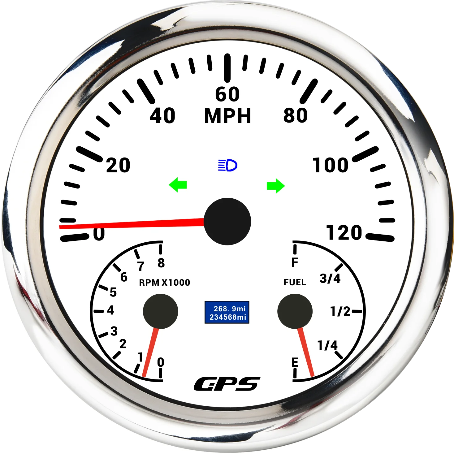 110mm GPS Speedometer 120 200 KMH MPH 3 in 1 Multifunctional Tachometer 8K RPM Fuel Level Voltmeter Car Boat Marine