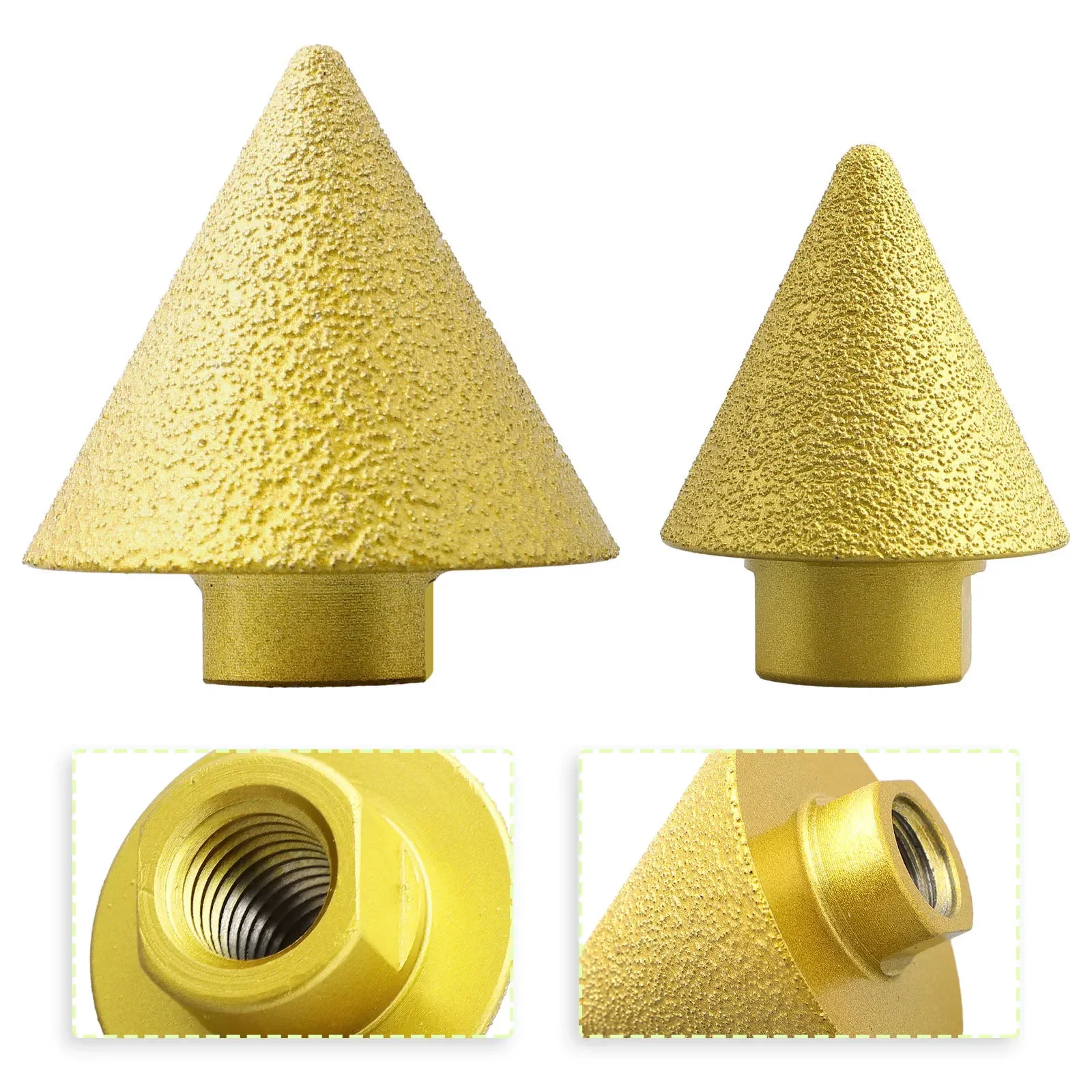 Imagem -06 - Rosca Diamante Chanfro Escareador Bits Cone Esculpir Polimento Rebolo para Moedor de Ângulo de Moagem Cônica 38 mm 50 mm