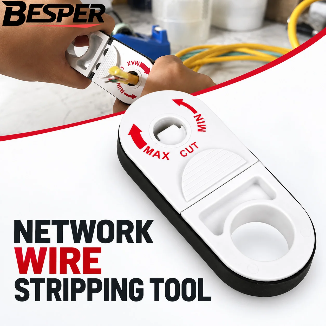 Multi-Function Ring Cable Stripper for Cat5e Ethernet Coaxial Telephone Twisted Pair Wire 4-10mm Universal Stripping Tool