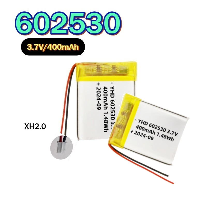 3.7V 602530 400mAh  Rechargeable Lithium Battery for Bluetooth Headset, Beauty Instrument, Selfie Stick, Spray, Bluetooth Etc