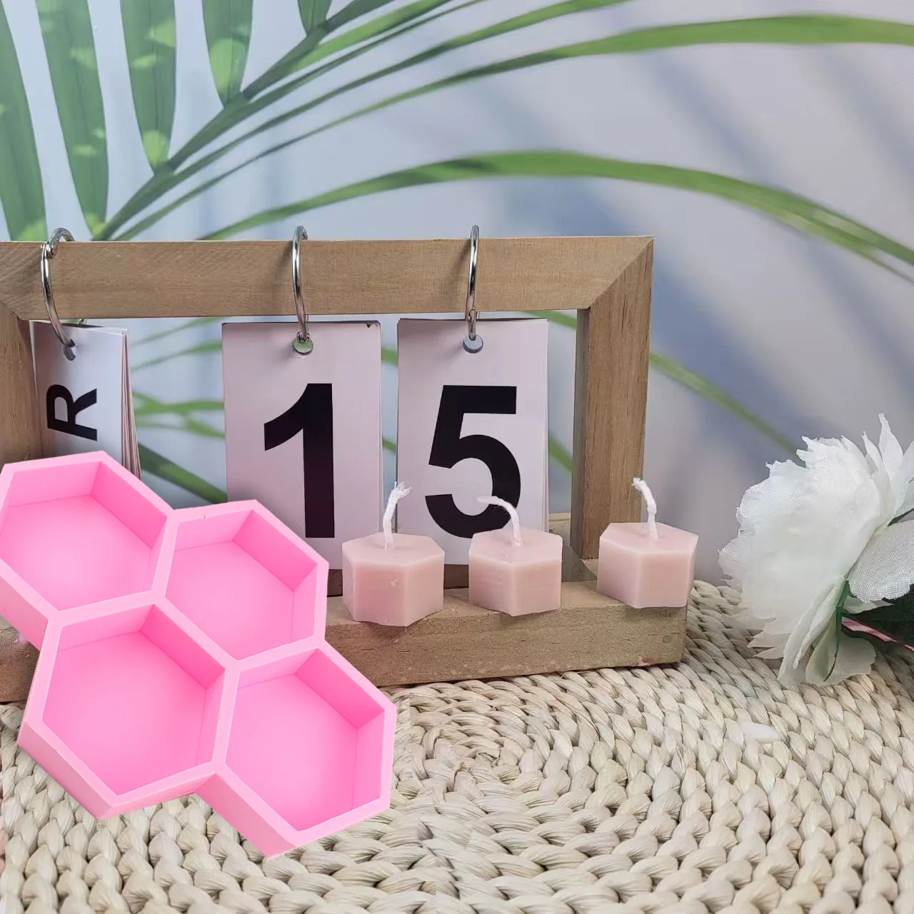 Four Hexagonal Scented Candle Silicone Mold Home Plaster Ornament Mill DIY Beeswax Decoration Mould