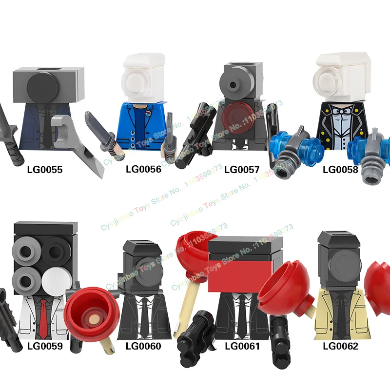 New Mini Toilet Men Serie Monitor Super Titan TV Man Audio Man Building Blocks Accessories Action Figure Toy For Children BR838