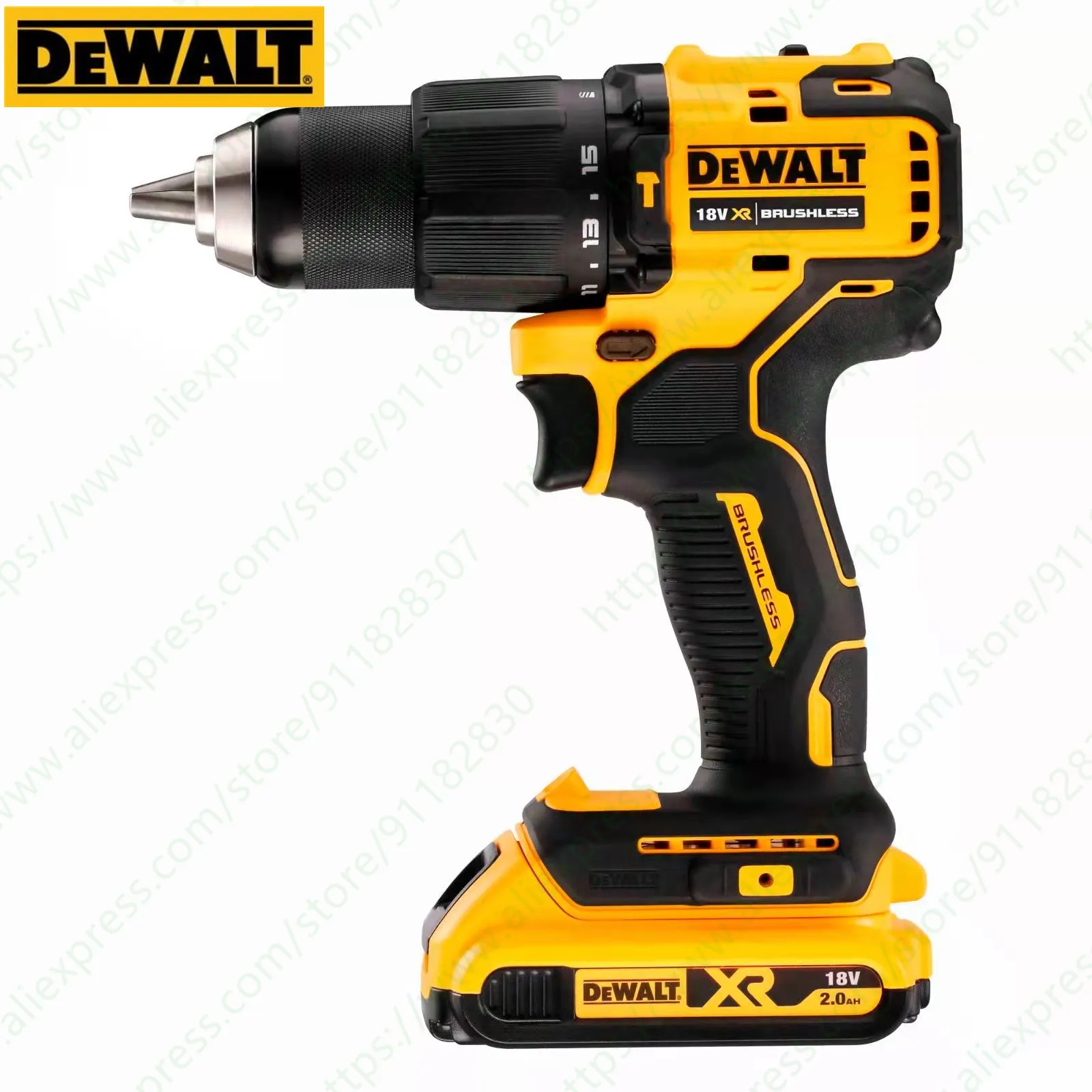Dewalt-taladro de impacto compacto sin escobillas DCD709N, destornillador eléctrico Combi de iones de litio de 20V, Taladro Inalámbrico de 65 NM