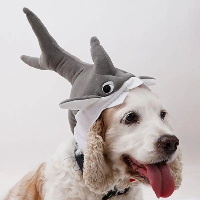 Pet Shark Hat Funny Dog Shark Costume Adjustable Pet Puppy Shark Headgear Cosplay Dress Up For Small Medium Dogs And cats