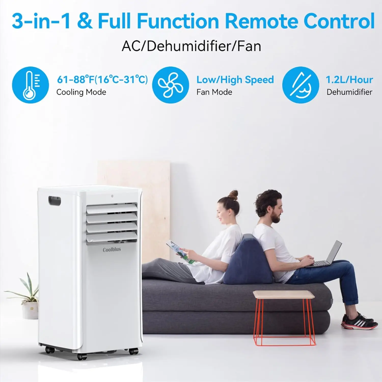 12000 BTU Portable Air Conditioners Cool Up to 550 Sq.Ft,3-in-1 AC Unit with Remote Control/LED Display/Installation Kits