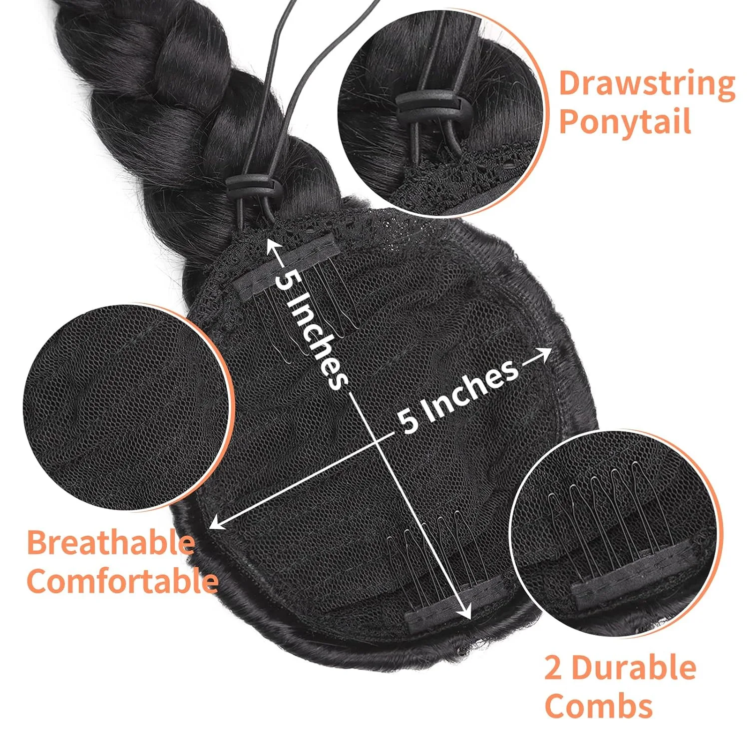 ذيل حصان طويل مضفر للنساء 34 بوصة الرباط الاصطناعي DIY ذيل حصان ياكي مستقيم كليب في الشعر التمديد للاستخدام اليومي