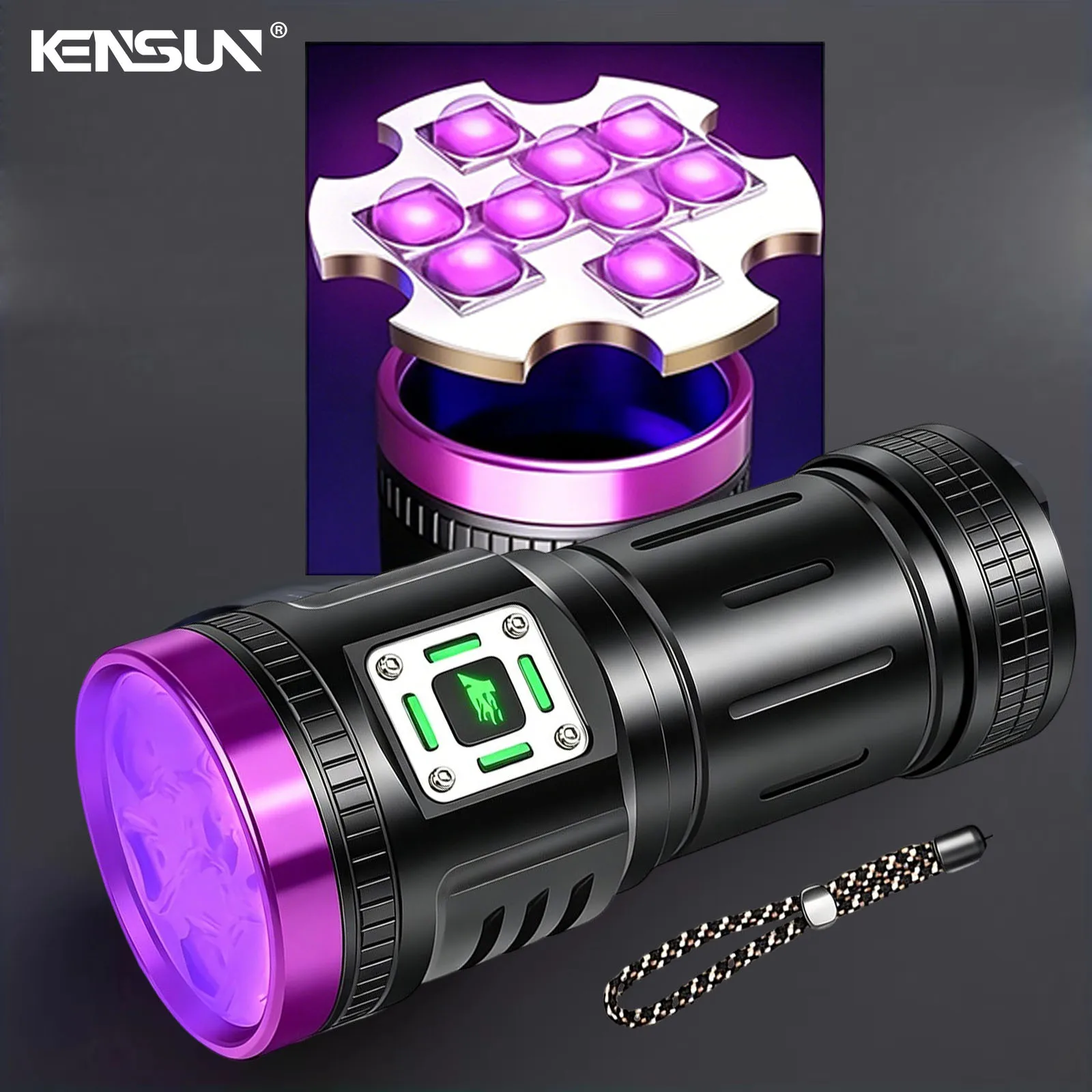 

9LED UV lamp High Power 395NM UV Flashlight Powerful Purple Light Detection Torch Type-C Rechargeable LED Ultraviolet Lamp