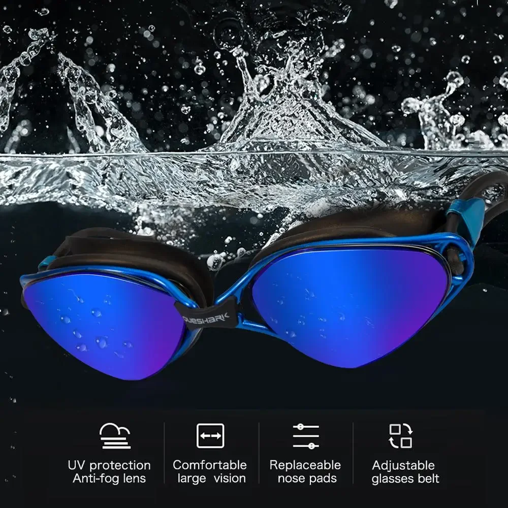 QUESHARK Adults Teens HD Anti-Fog Swimming Goggles Water Sport Diving Waterproof Swim Glasses With Portable Box Set