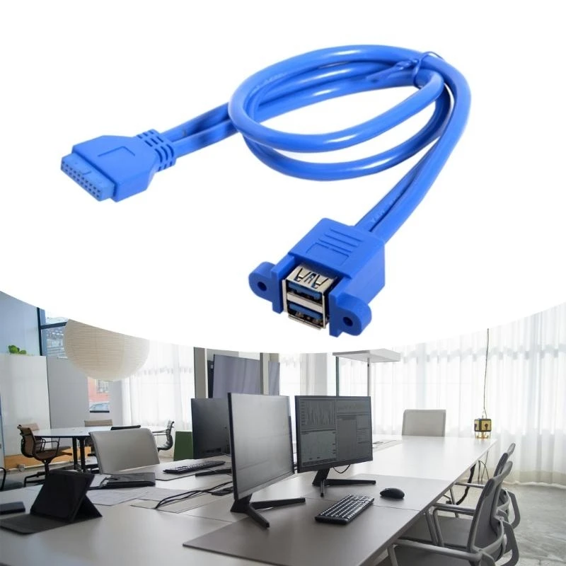 E8BA USB3.0 اللوحة الأم USB موصل مزدوج أنثى إلى محول الموسع الإناث 20 دبوس كابل محول رأس الدبوس