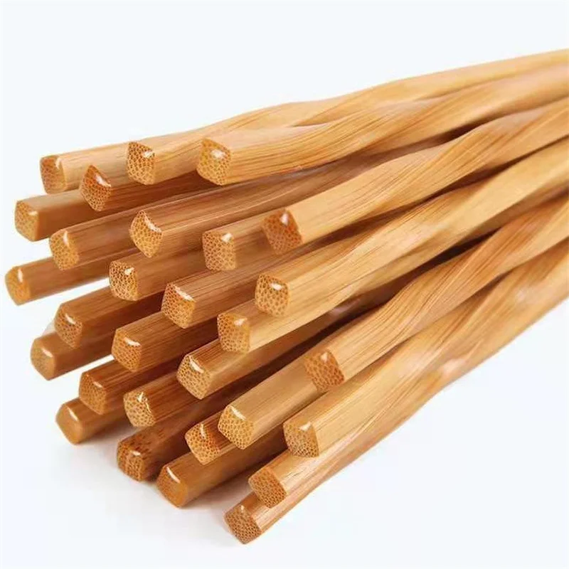 5 Pairs Handmade Natural Bamboo Wood Chopsticks Reusable Hashi Sushi Food Stick Gift Tableware Korean Spoon Set
