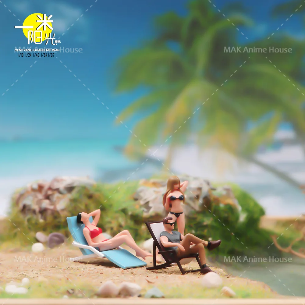 

Miniatures Figures 1/87 1/64 1/43 1/24 1/18 Bikini Beauty Handsome Beach Vacation Painted Model Creative Scene Dolls Toys