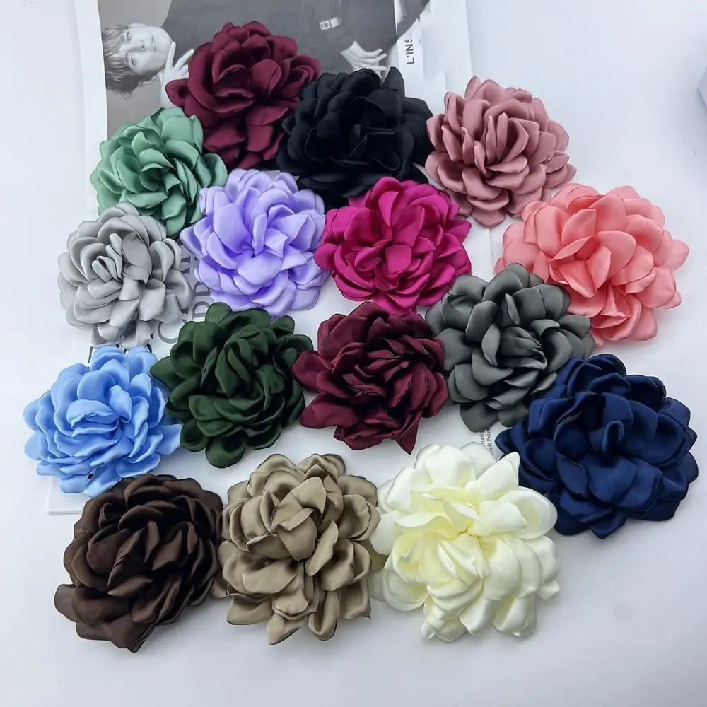 New Korean Multi Layered Camellia Brooch 10cm Women Fabric Flower Pin Brooch Handmade Fashion Sweater Coat Pin