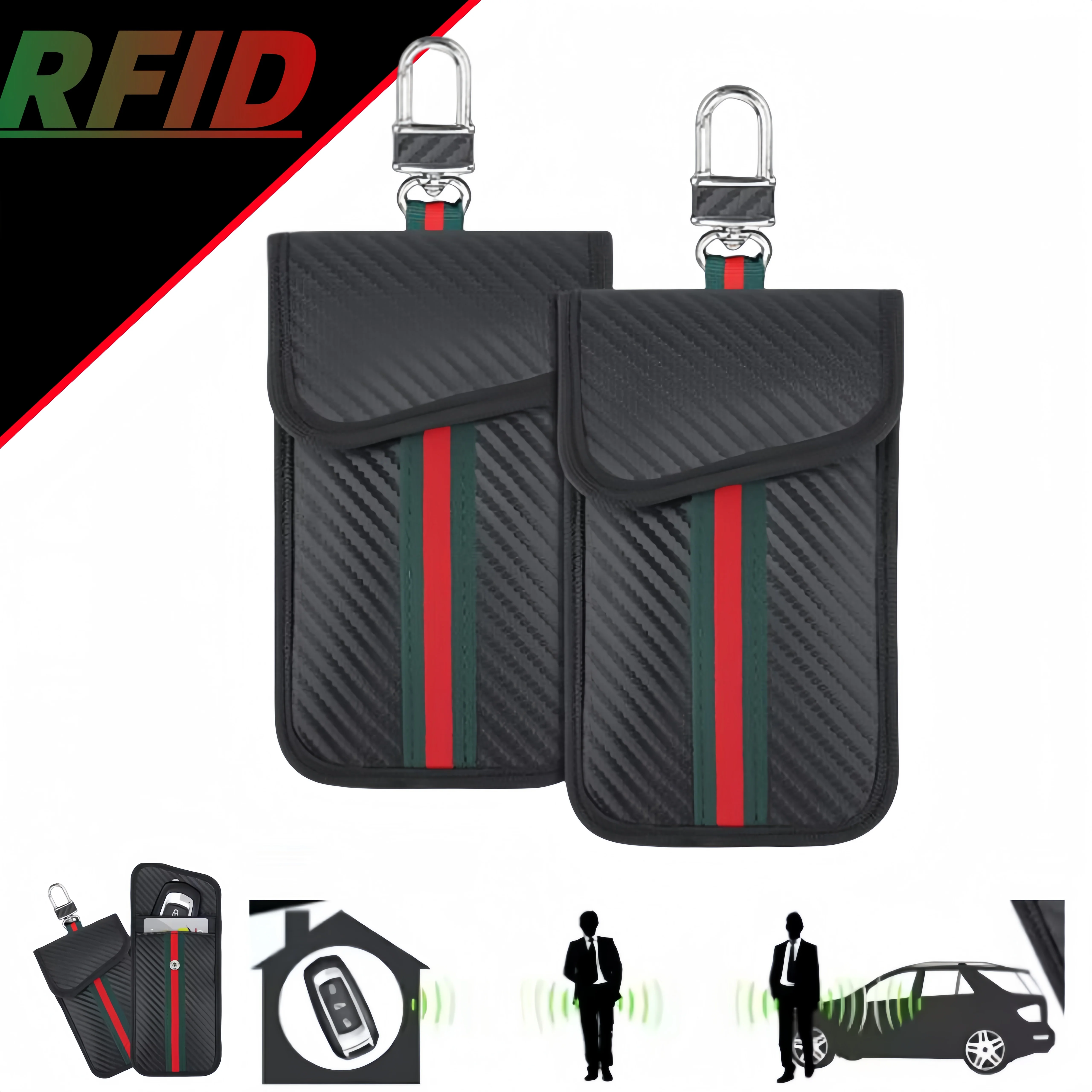 Portable RFID Blocking Car Key Bag Signal Shield Protector Keyless Entry Anti Theft Durable Compact Secure Storage Auto Case Bag
