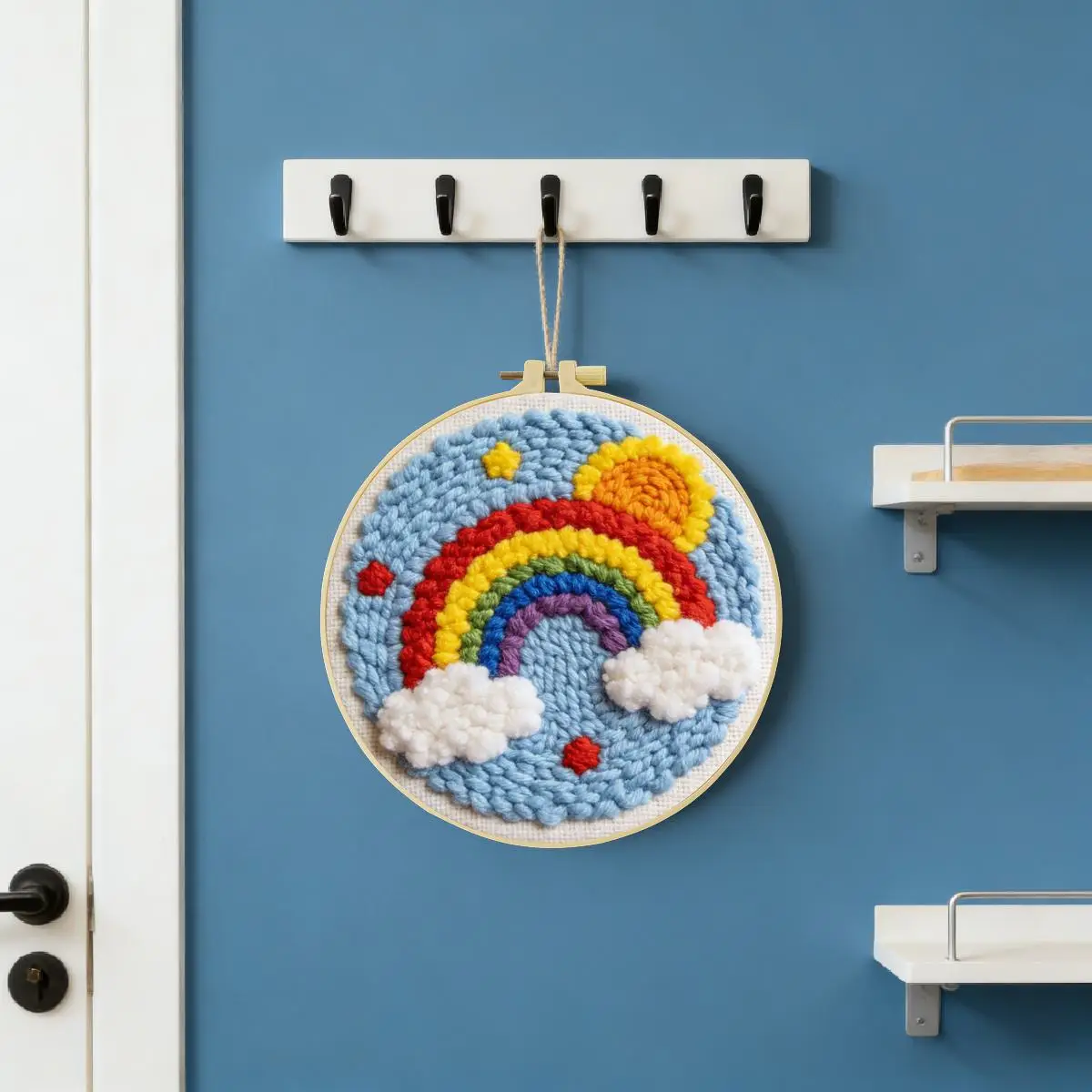 20X20CM/7,87 Zoll Regenbogen-Sticknadel-Set, Stickerei-Kit, Strickstickerei, DIY, Handgemachtes Geschenk, Heimdekoration – Detail 1