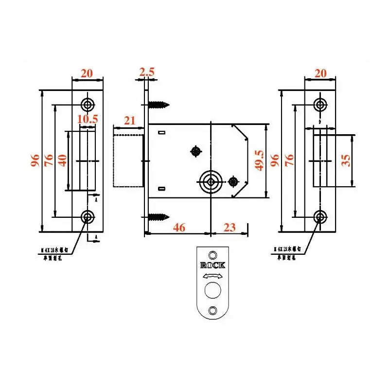 45DB Fire door lock  Invisible Door Lock with 1 key for Pipeline door electrical room door line door