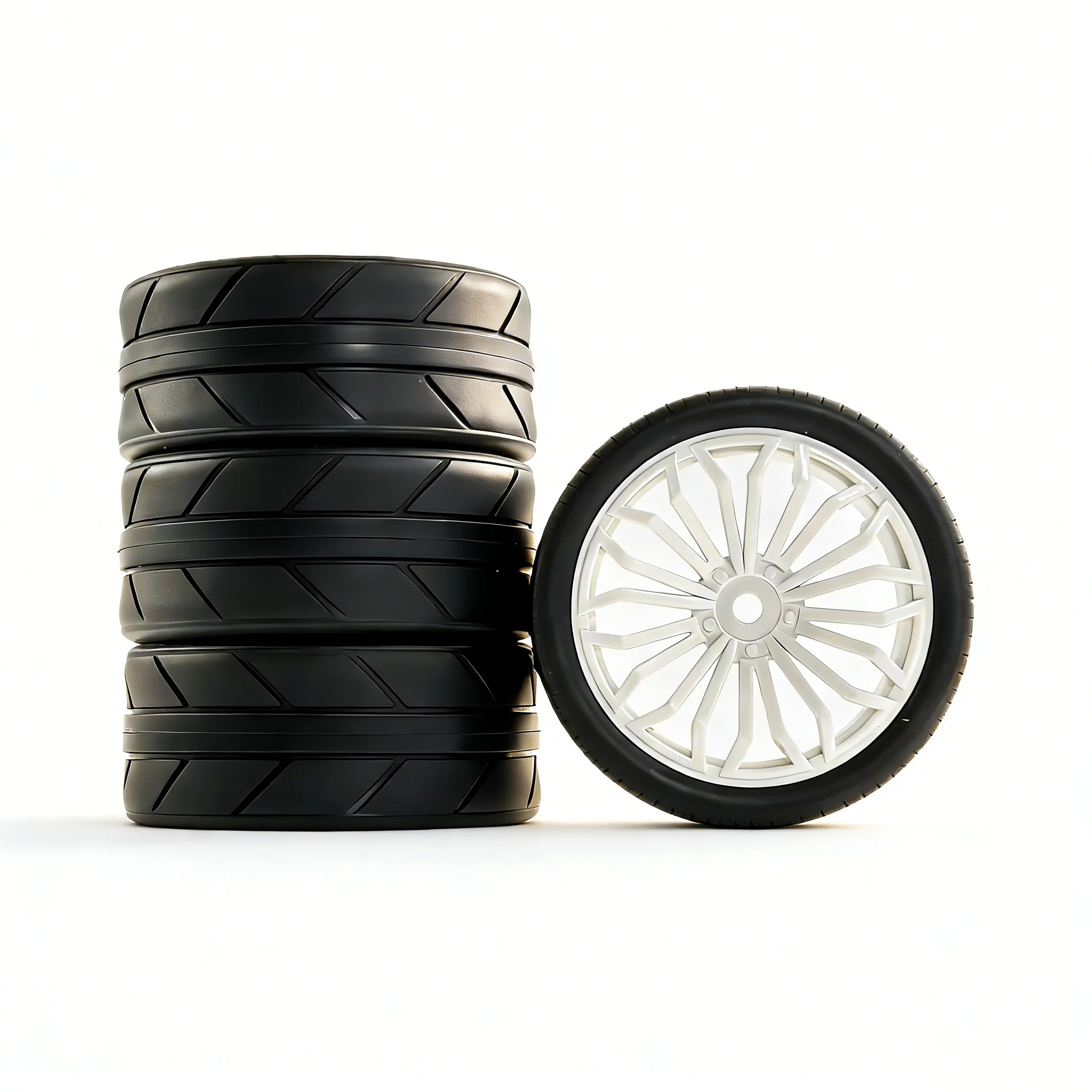 4Pcs 65mm Plastic Rim & Rubber Tire for 1/10 On Road Drift RC Car TT02 TT01 XV01 XV02 HSP94123 MJX10303/10304 High Grip