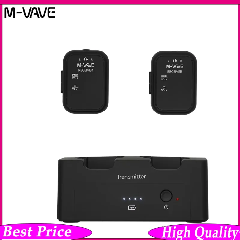 

Беспроводная аудиосистема M-VAVE WP-12 2.4G с 1 передатчиком и 2 приемниками, стерео- и моно-аудиопередача, запись звука
