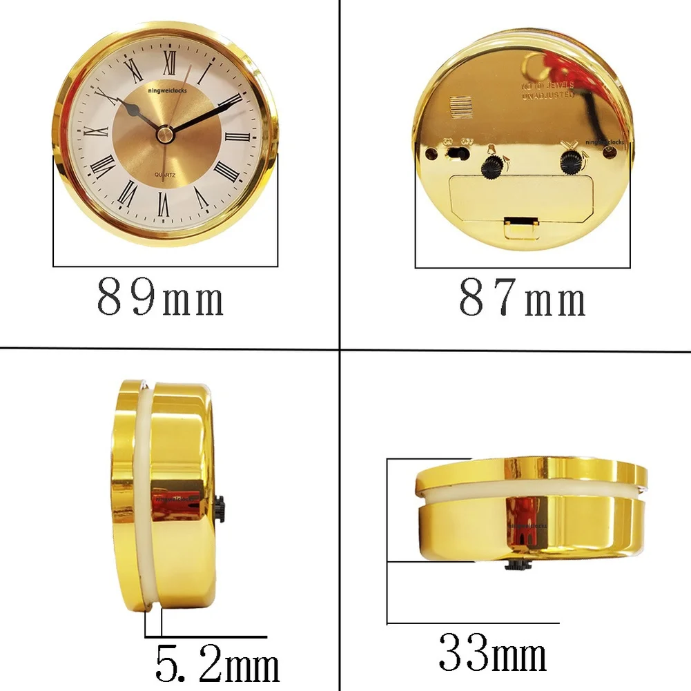 89mm Quartz Movement for For CRYSTAL Face Clock Building DIY Alarm Clock Silver Gold Metal 8.9x8.9x3.2cm Dimensions
