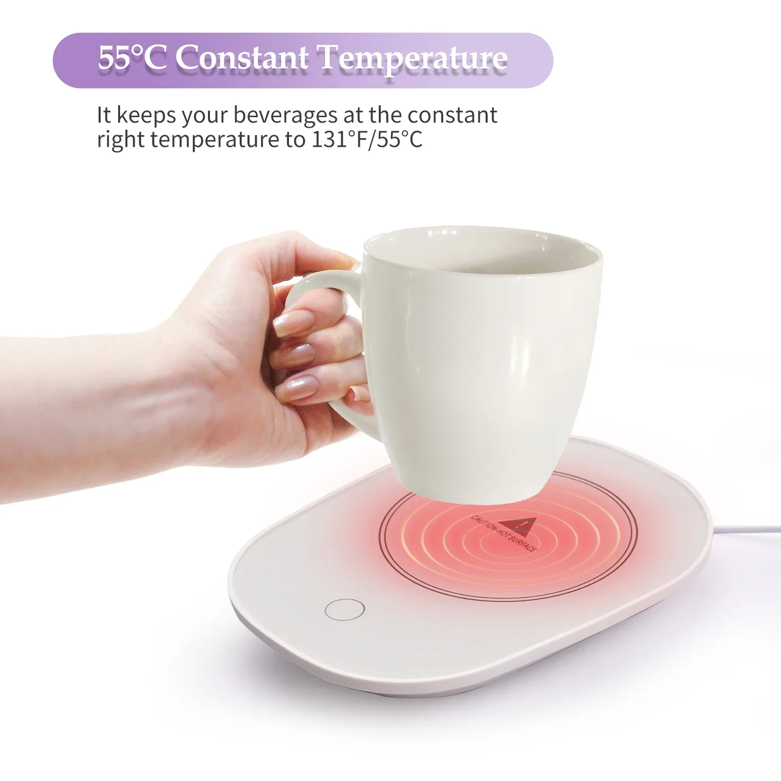 Electric Coffee Mug and Tea Cup Coaster, Water Heating Pad, Cup Warmer, Constant Temperature, 55 °C