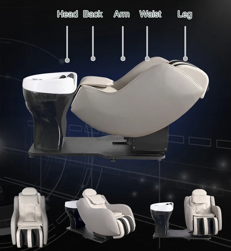 Comfortable Electric Hair Salon Backwash Unit Furniture Massage Hair Washing Bed Shampoo Chair With Bowl