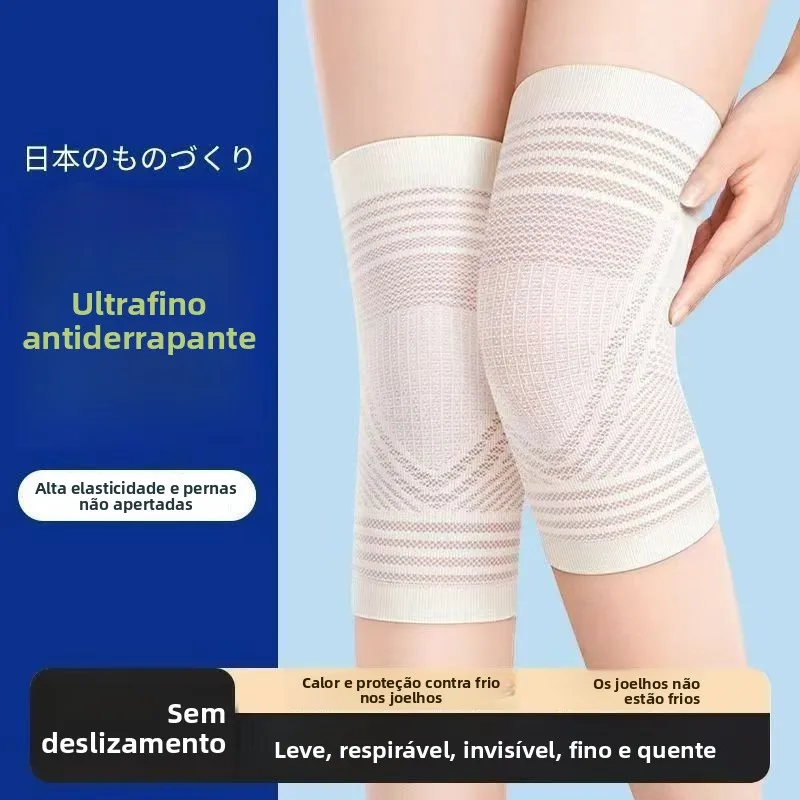 Protetor de Joelho em Seda Gelada para Mulheres, Proteção para Joelho em Ambientes Climatizados, Preservação de Calor, Respir...