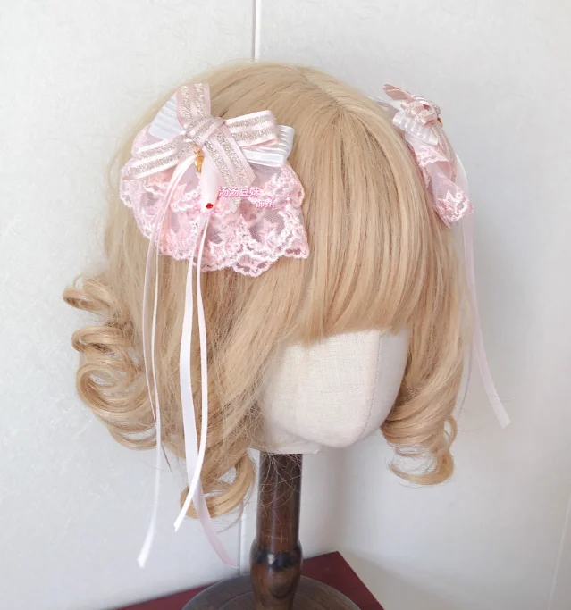 Zoete Leuke Lolita Kleine Dingen Hart Hoeden Hoofddeksels Vrouwen Elegante Kawaii Kant Roze Blauw Witte Rok Haarspeld Cosplay Accessoires