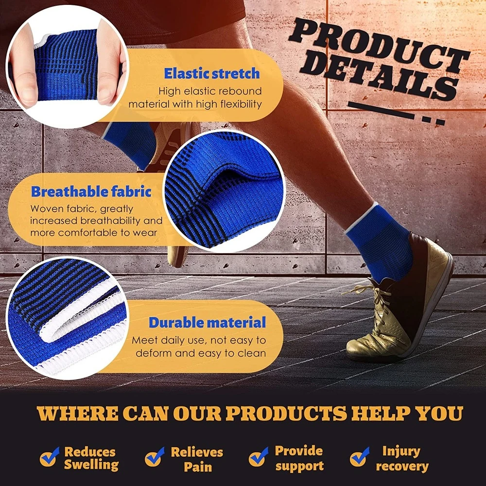 1 Pair Elastic Breathable Ankle Support Sleeves One Size Fits All for Running Basketball Cycling Sports Injury Protection