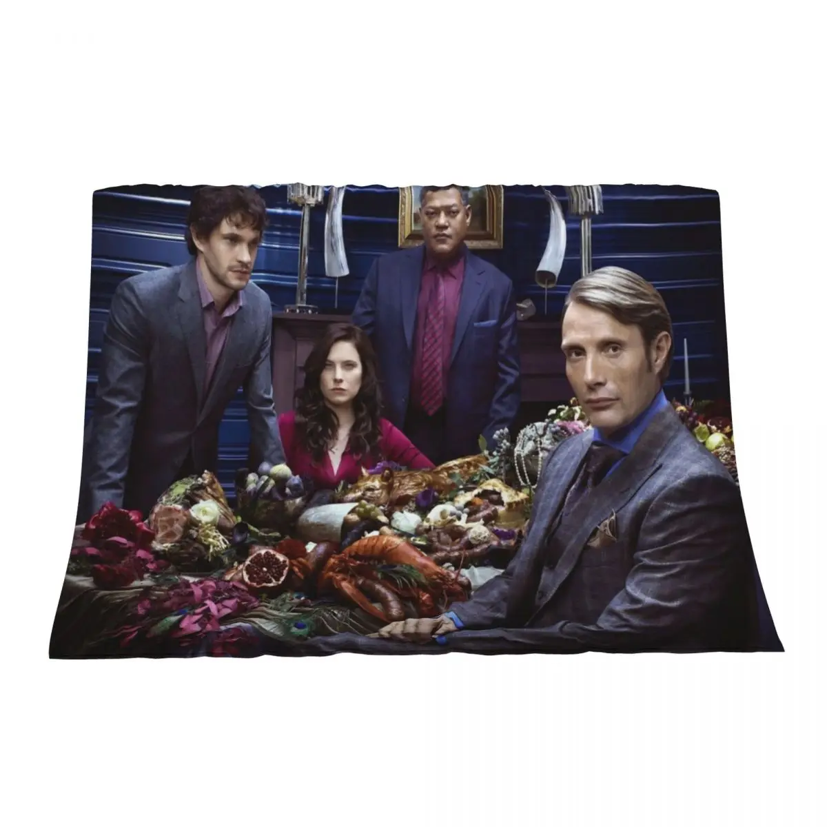 

Hannibal NBC poster blue Throw Blanket wednesday Custom decorative Blankets