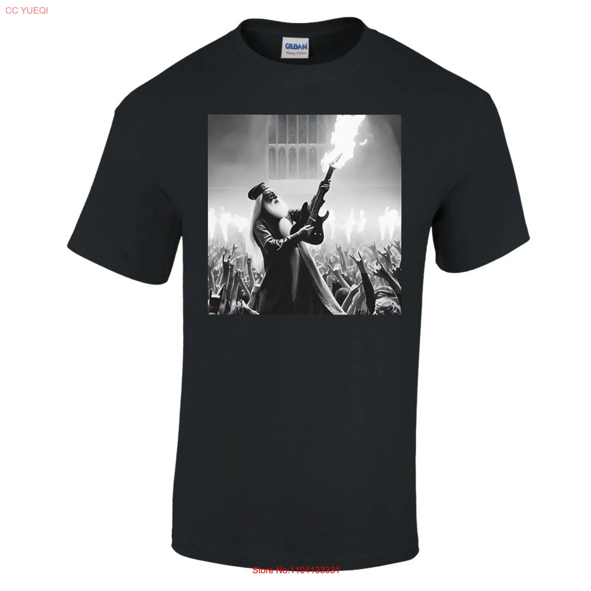 

Wizard Playing Fire Guitar T Shirt long or short sleeves