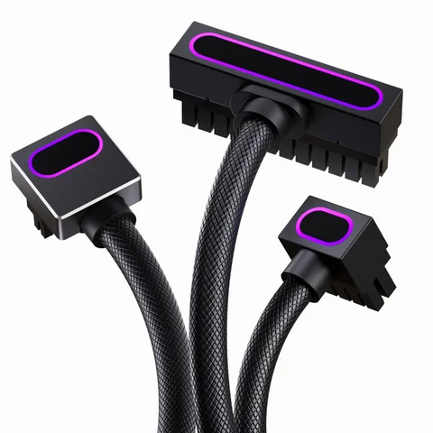 AIJS【Black Cable Kit】24PIN Extension Cable 30CM*1+16PIN Modular Cable（50CM,Clip-A）*1+8PIN CPU Extension Cable 30CM*1