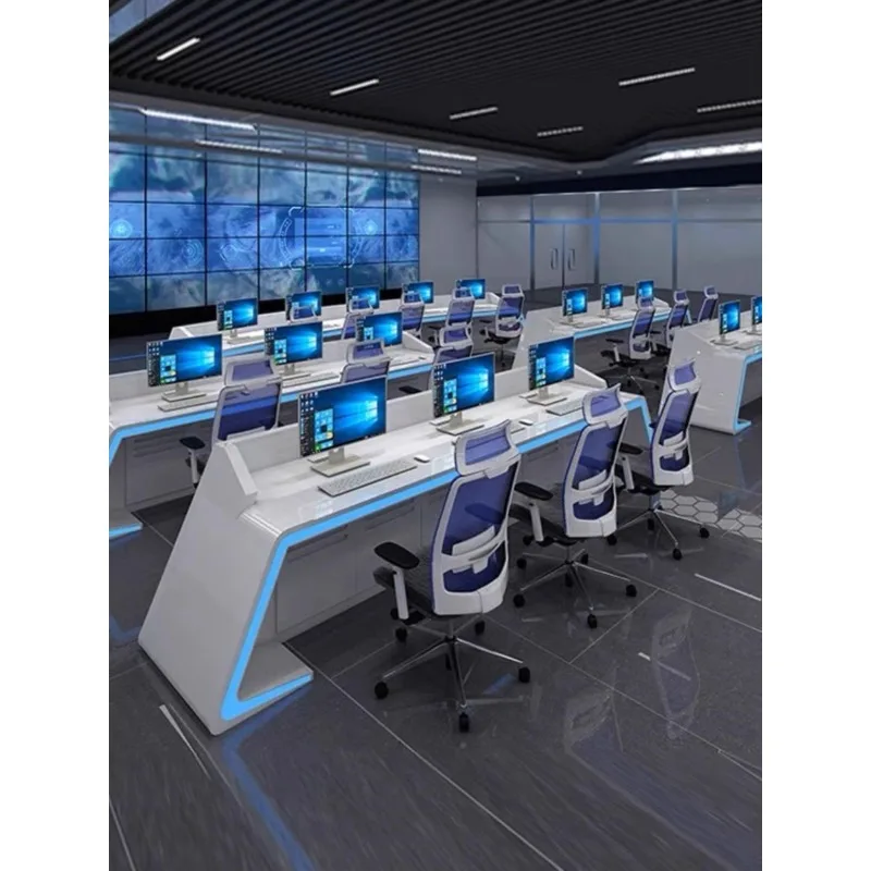 Painted curved command center custom dispatchingtechnology command monitoring console conference table