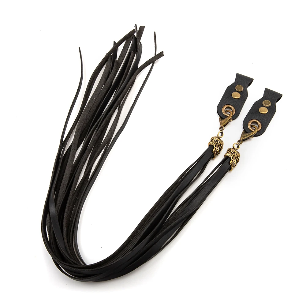 Motorcycle Brake Lever Leather Skull Rivet Fringe Cafe Racer Clutch Lever Grips Cover Tassels for Harley Indian Old School Bike