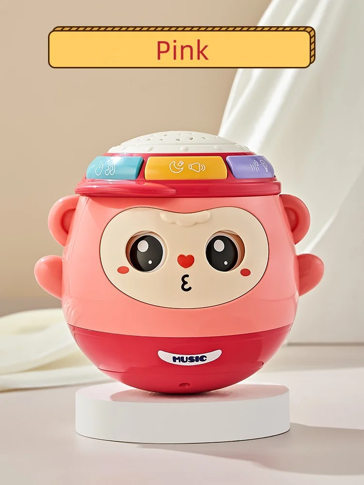 1 قطعة لعبة طبلة يدوية القرد يمكن وميضها ، التعليم المبكر متعددة الوظائف إيقاع الإسقاط لعبة طبلة يدوية مع الضوء والموسيقى