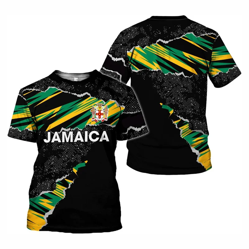 في جميع أنحاء طباعة جامايكا العلم تي شيرت للرجال الصيف س الرقبة تي شيرت ملابس الرجال قصيرة الأكمام المتضخم التي شيرت بلايز