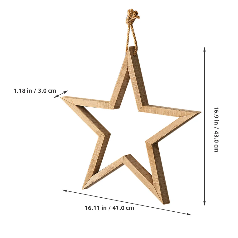 

Wooden Wall Hanging Pentagram Rustic Five-Pointed Star Hollow Wall Decoration Indoor Home Star Shaped Decorative Wooden Ornament