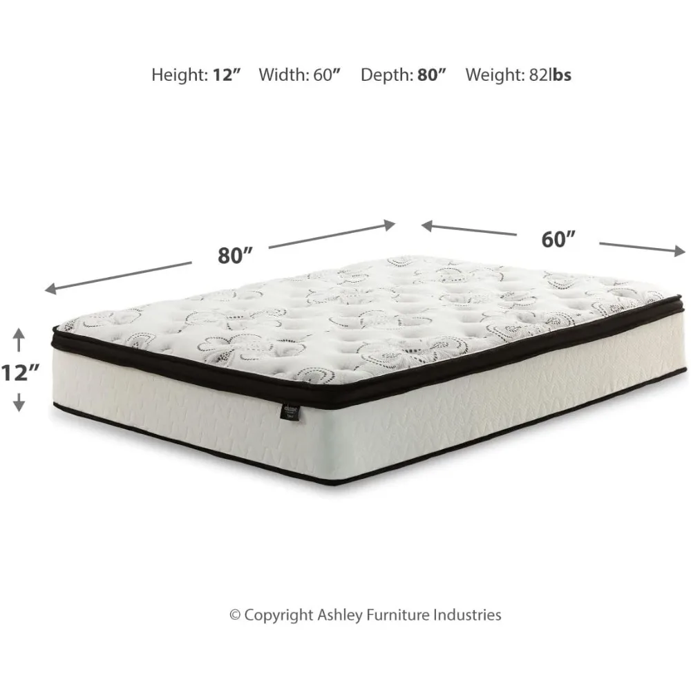 Signature Design by Ashley Queen Size Chime 12 Inch Medium Firm Hybrid Mattress with Cooling Gel Memory Foam