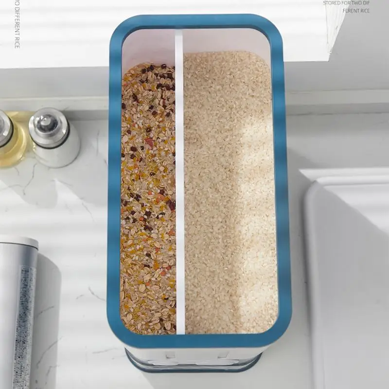 Rice Dispenser 5-Grid Airtight Cereal Dispenser Countertop 12L Dry Food Storage Container For Soybean Grains Flour Wall-Mounted