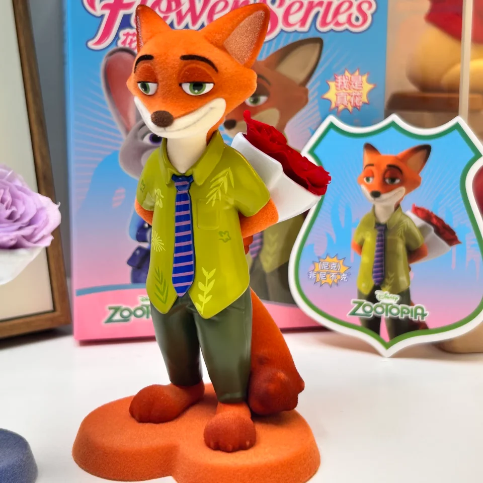 Echte Disney Zootopia Flower Series Judy Rabbit Nick Fox Flash Benjamin Massaal Trendy Blind Box Trendy Schattig Mdel Pop Speelgoed